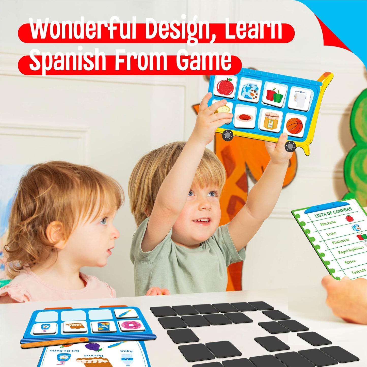 SpriteGru Magnetic Shopping List Game, Funny Spanish Groceries Matching Memory Game, Race to Collect Your Items Educational Toy for Boys & Girls at Home