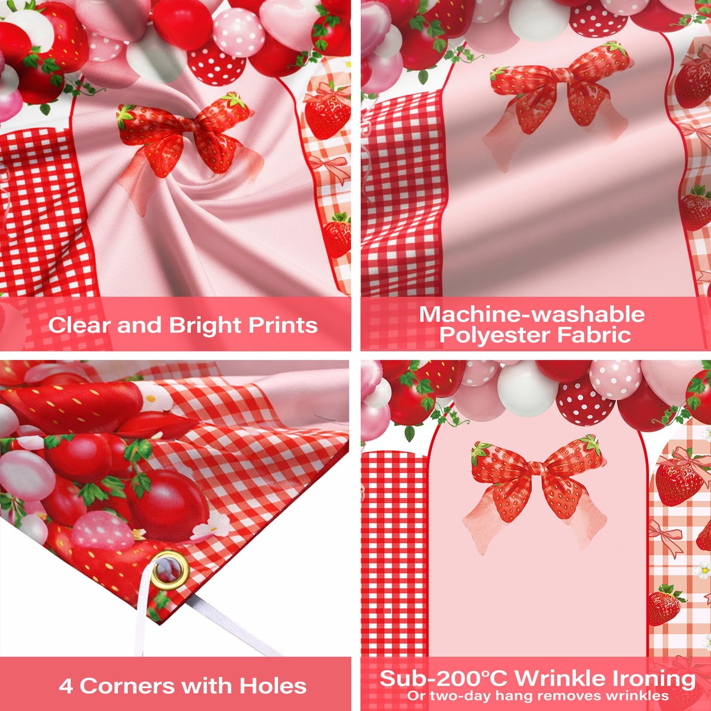 Strawberry Backdrop Berry Birthday Decorations - Strawberry Shortcake Backdrop Cover Pink Red Balloon for Birthday Party Supplies Baby Shower Gender Reveal Wedding Photography Photography 71x43 Inch