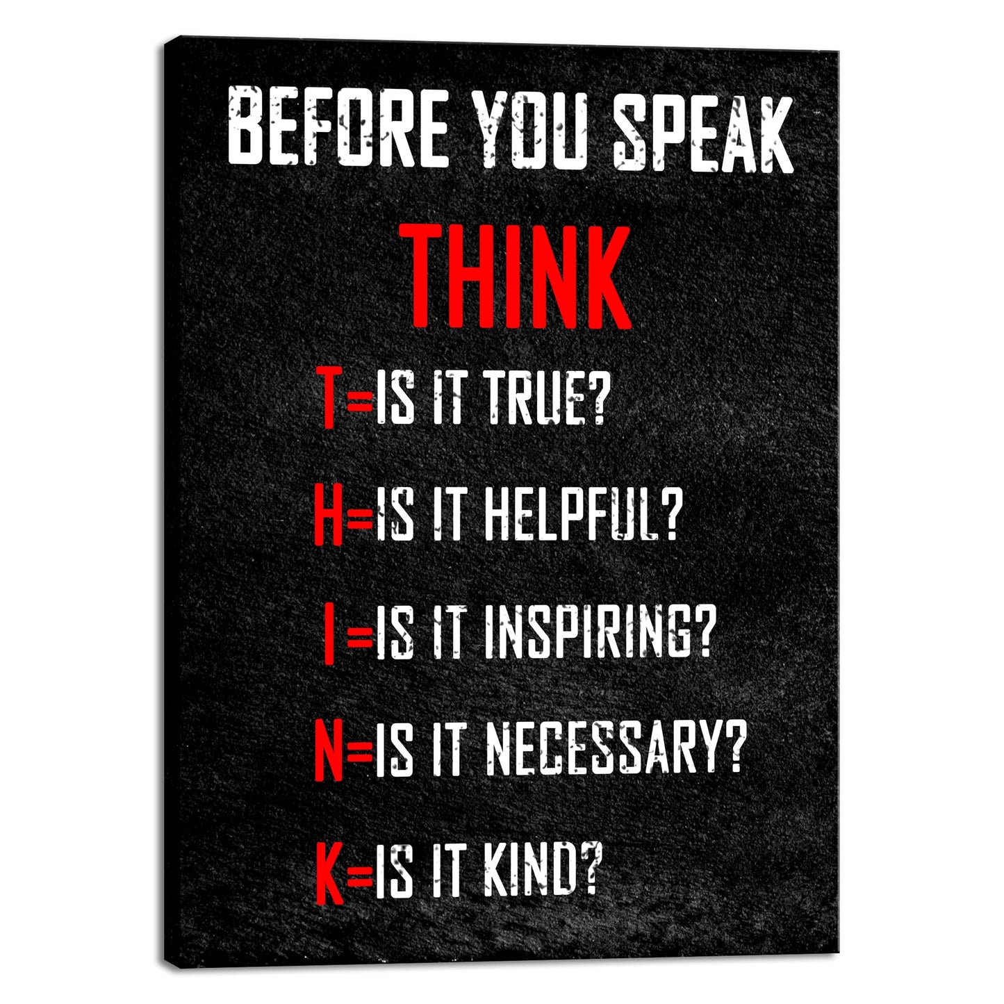 Pyradecor Motivational Think Before You Speak Classroom Positive Quotes Inspirational Poster Canvas Prints Wall Art for Office Living Room Home Decorations