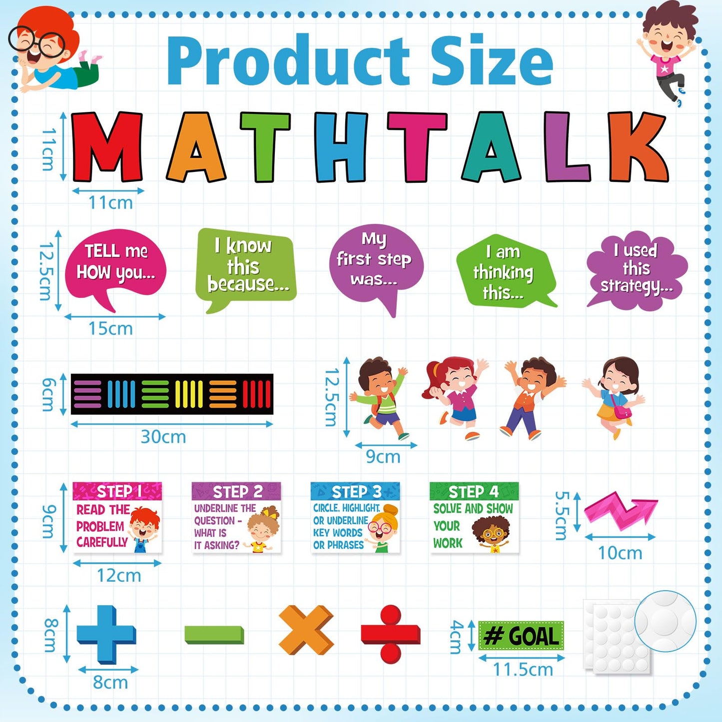 Pajean 85 Pcs Math Talk Bulletin Board Set Math Posters Classroom Decorations Educational Mathematics Paper Cutout for Elementary Middle High School Wall Chalkboard Decor Teacher Supplies(Talk)