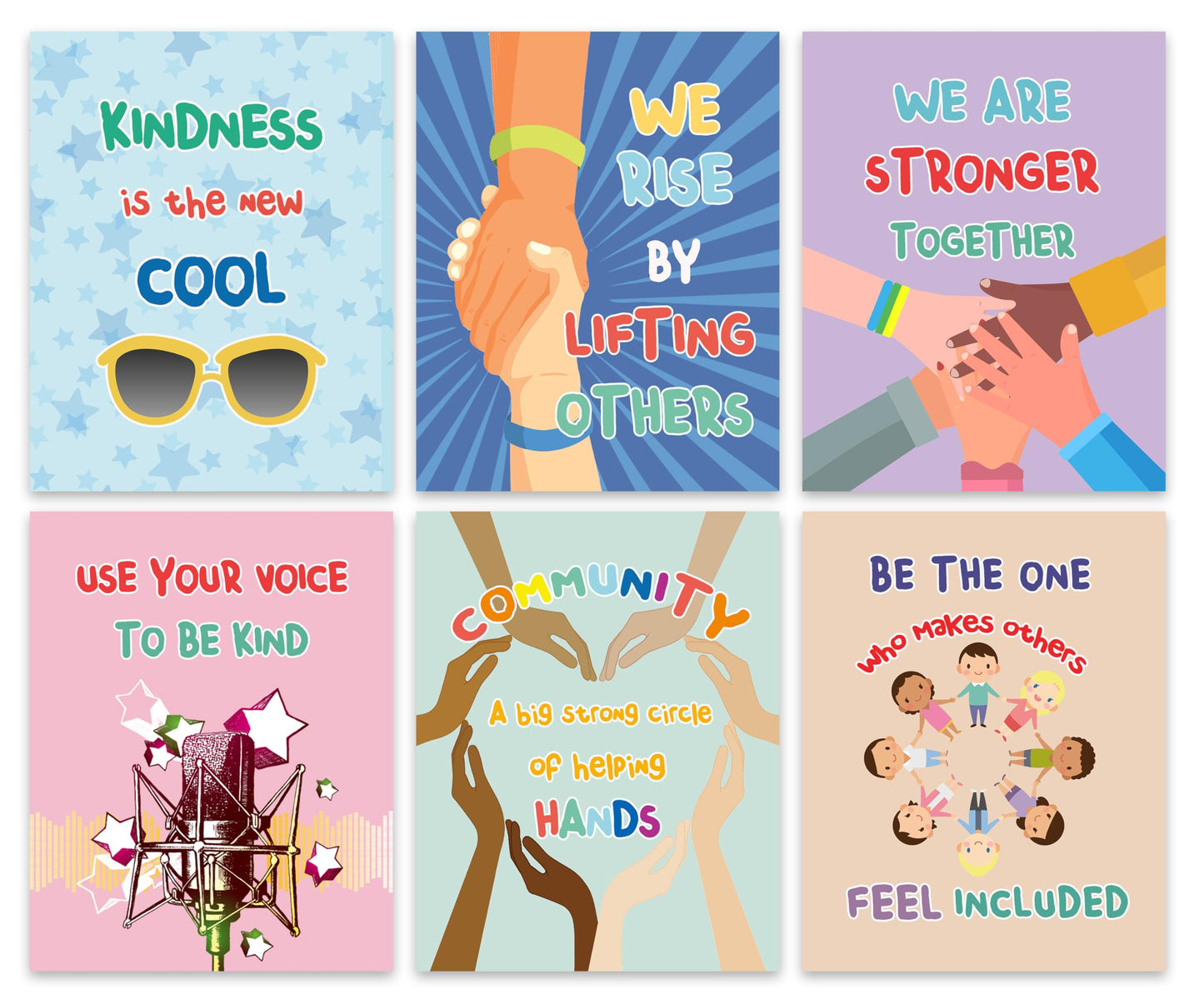 KDMAZH 6 Classroom Posters, Kindness Poster for Classroom Decorations，Motivational,Language educational， Positive,Inspirational. 8xx10Inch，Unframed