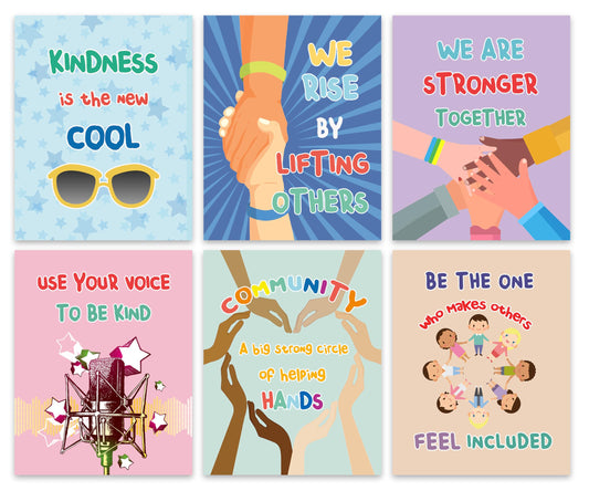 KDMAZH 6 Classroom Posters, Kindness Poster for Classroom Decorations，Motivational,Language educational， Positive,Inspirational. 8xx10Inch，Unframed
