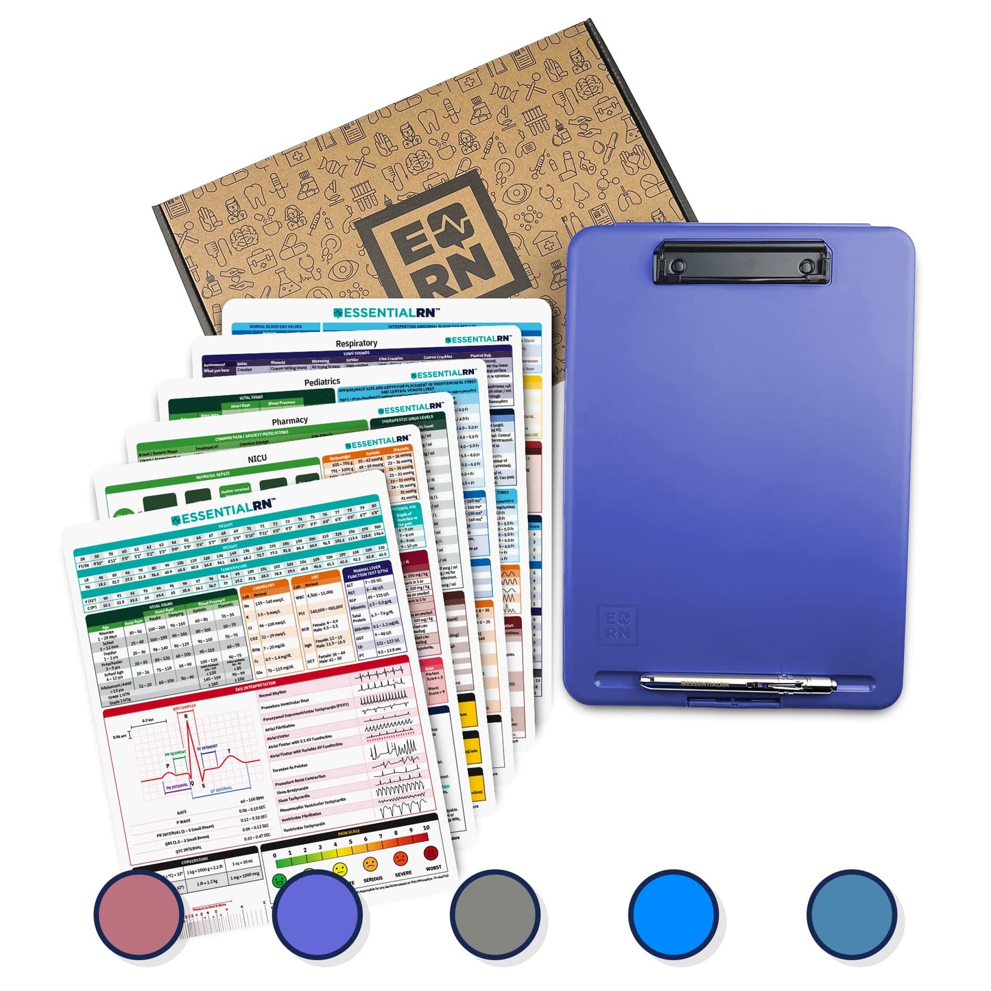 Essential RN Heavy Duty Nursing Clipboard with Storage Compartment, Penlight & Clinical Cheat Sheets – Nurse Clipboard Binder with Pen Holder - Perfect Nursing Accessories for Nursing Students