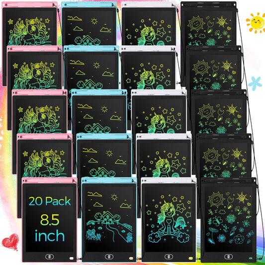 Zhehao 20 Pack LCD Writing Tablet for Kids: 8.5 Inch Colorful Drawing Doodle Boards - Reusable Erasable Doodle Board Educational Learning Toys Gifts for Toddlers Ages 3-8 Party Favors(Pastel,Cute)