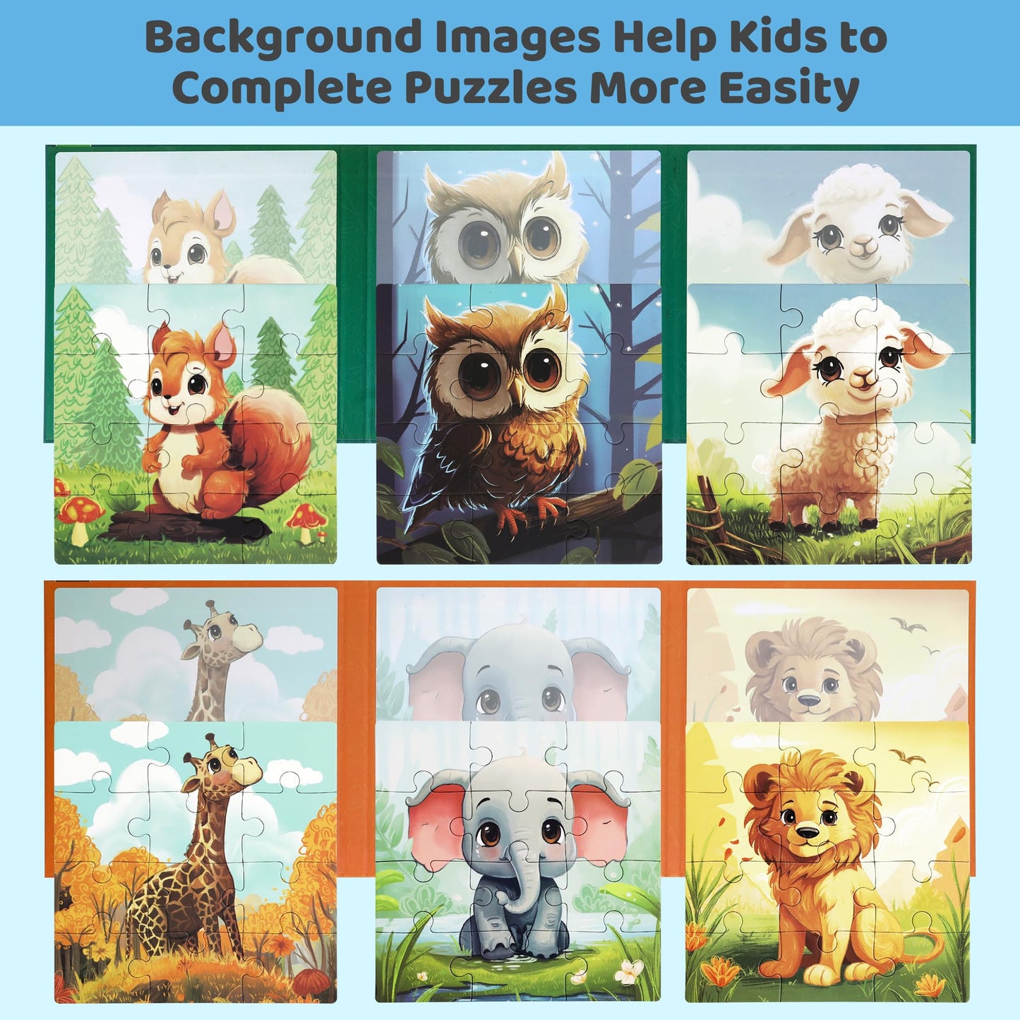 Magnetic Puzzles for Toddlers 3-5 2PK-72PCS-6 Animal Themes Magnetic Puzzles for Kids 4-6 Travel Puzzle for Airplane/Car/Road Trip/Gift Toys for 3 4 5 6 Year Old Girls and Boys
