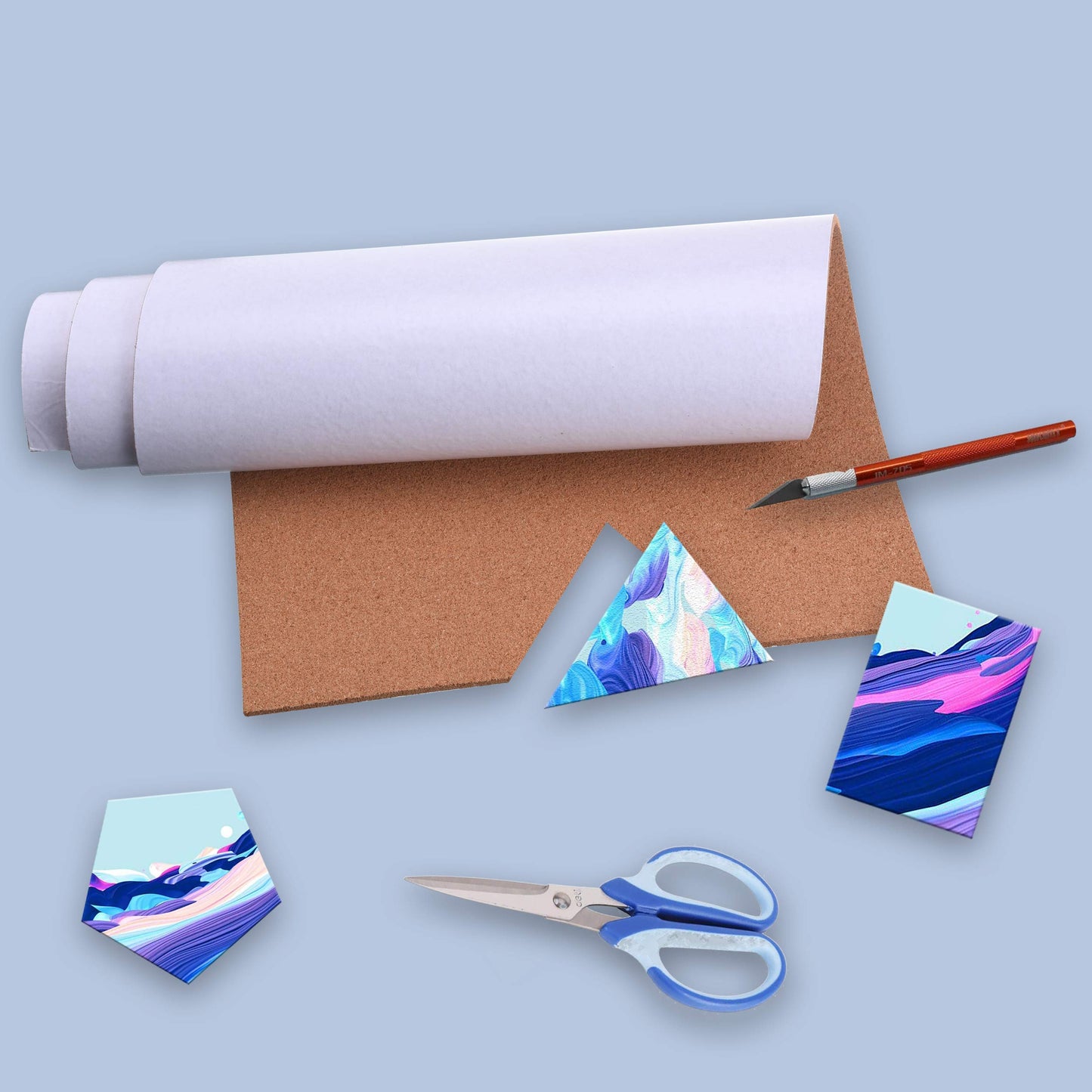 SUNGIFT Cork Board Roll 1/4" Thick - 50"x16" Cork Rolls Self-Adhesive Bulletin Boards Natural Cork Tiles with 100 Push Pins Mini Wall Strips Frameless Corkboards for Wall