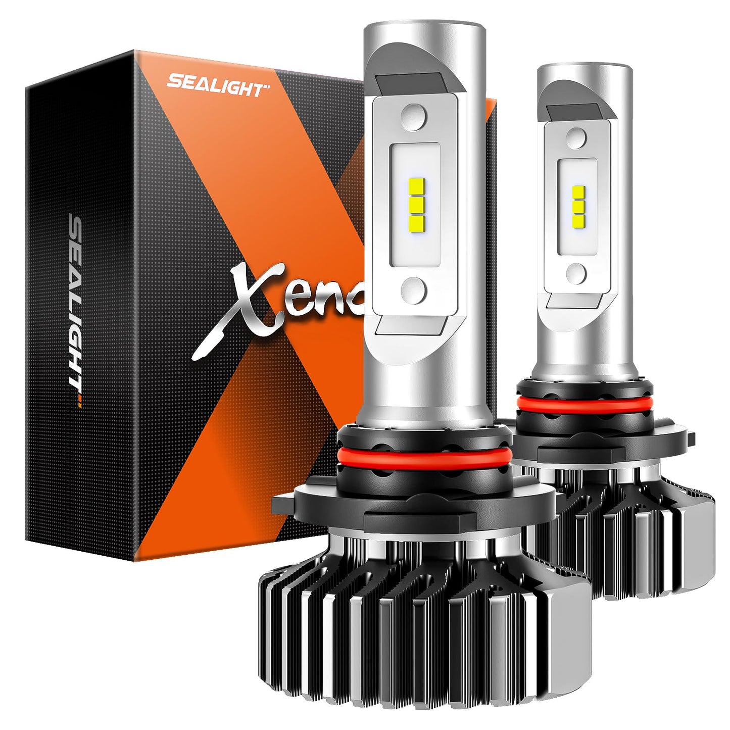 SEALIGHT 9006/HB4 ATV Bulbs, 30,000LM Super Bright, 6000K White, Aluminum, Model X1 9006, Pack of 2
