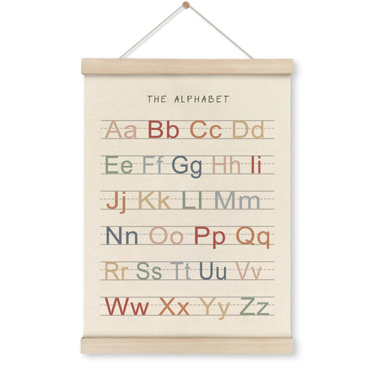 HRQKO Alphabet Poster Hanger Frame, Nursery Wall Decor, Boho ABC Poster Wall Art with Wooden Frames, Alphabet Banner Wall Hanging Decor for Toddler Playroom, 12x16 Inch