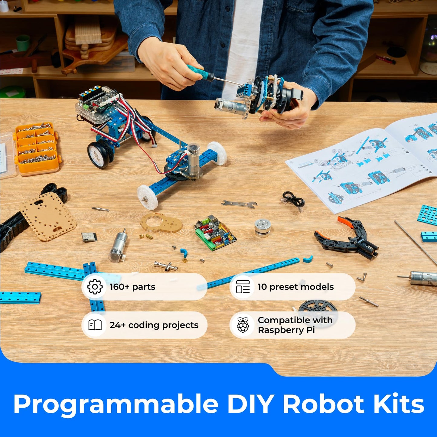 Makeblock mBot Ultimate 10 in 1 Robot Building Toys, Robotics Kit App Remote Control Robot Toys Compatible with Arduino C & Raspberry Pi, STEM Educational DIY Robotics for Kids Ages 12-16