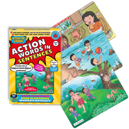 Brainy Bug English Learning Flashcards with App-Enabled Audio Feature | SVO Sentences | Action Words, Grammar & Sentence Practice | Eary Learners | Special Needs | Home Schooling