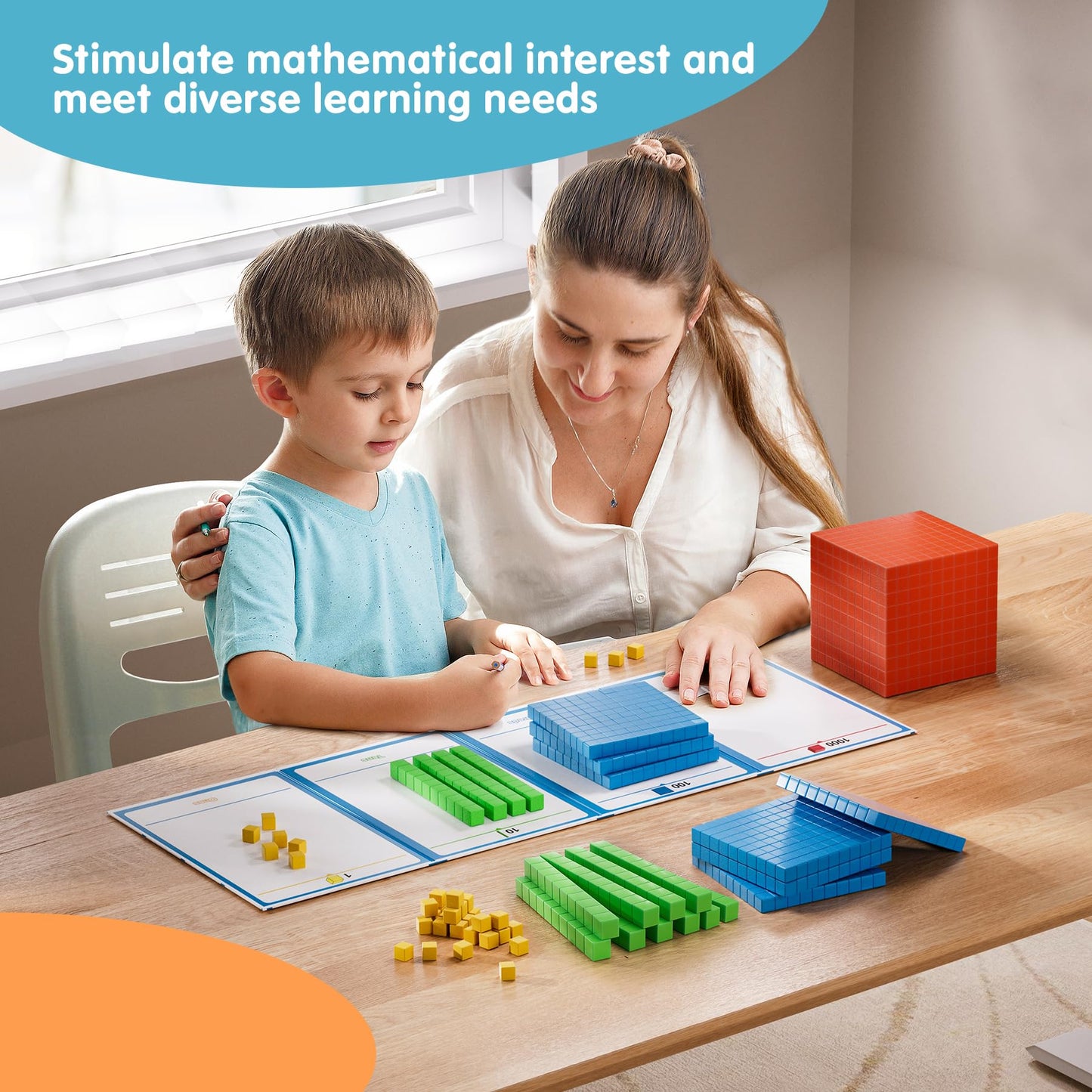 stochastic box Set of 2 Base Ten Blocks Plastic 306 pcs Place Value Blocks Math Manipulatives Kindergarten Counting Cubes for Kids Math Early Counting Math Toy for 1st Grade