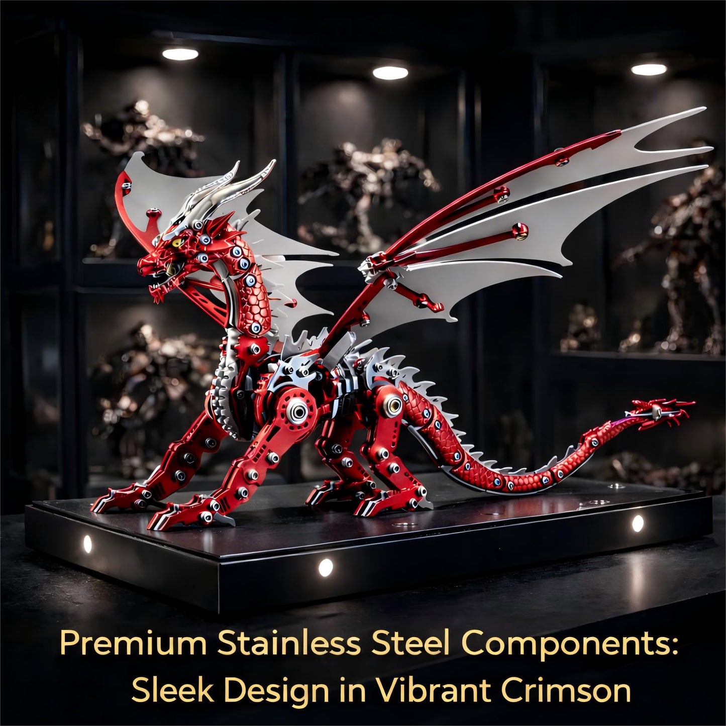 3D Metal Dragon Model Kit for Adults, Mechanical Pterosaur Puzzle, DIY Assembly Steel Model, Challenging Building Kit, Unique Gift for Men Desk Decor