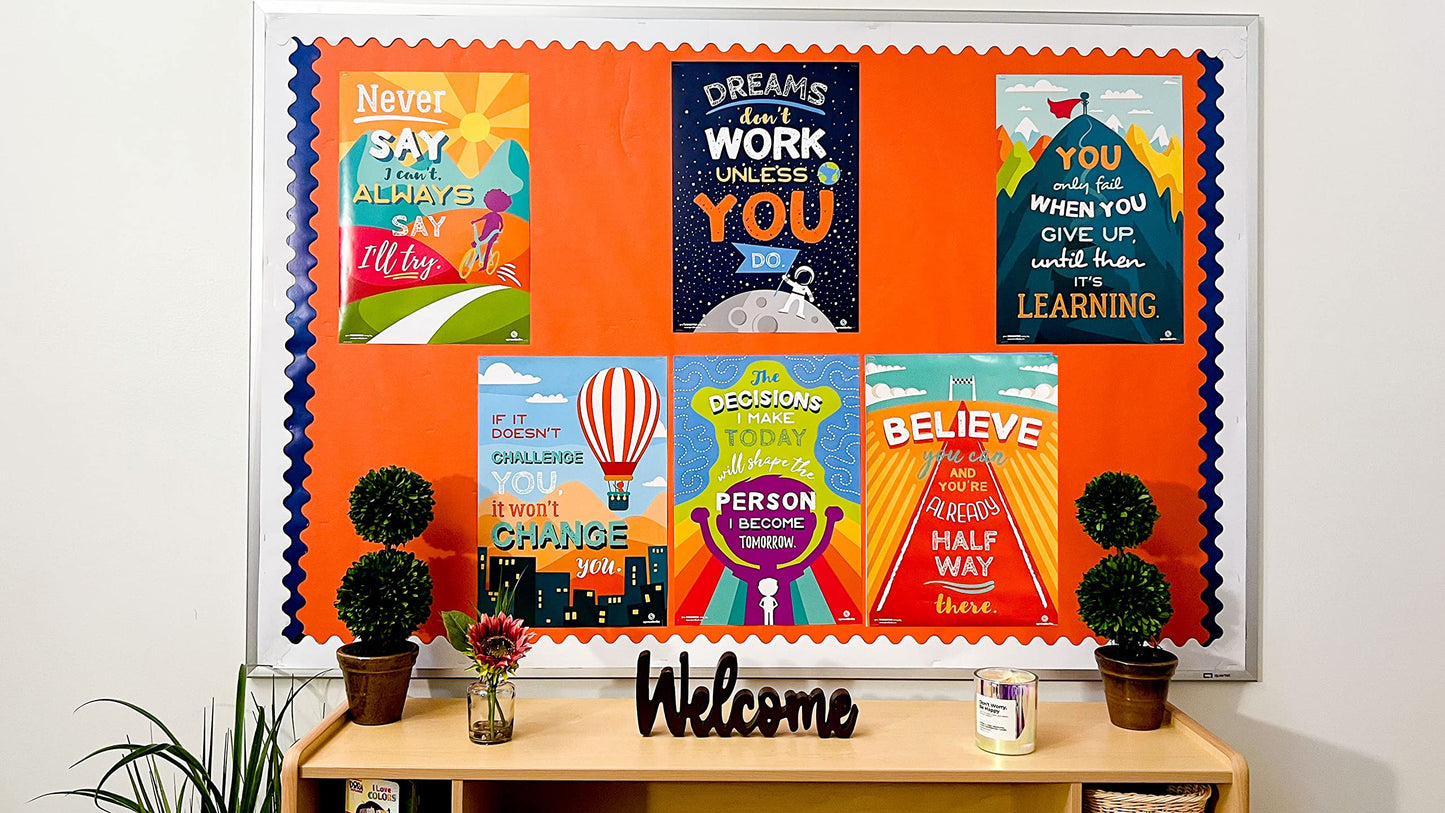 Sproutbrite 12” x 16” Educational Posters Set - 6 Teachers Posters - Classroom Motivational Posters and Wall Decor for Pre, Elementary and Middle School - Builds a Strong Growth Mindset and Self-Belief