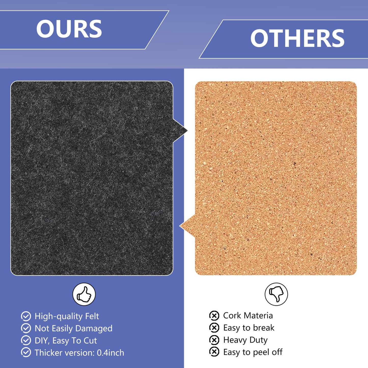 8 Packs Blue White Hexagon Felt Pin Board, 12" Bulletin Board with 30 Push Pins, Felt Board for Home Kitchen Office Decor, Self-Adhesive Corkboard Tiles for Walls School Message Photos Memos