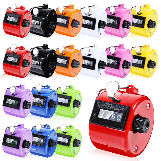 xozeooeu 18 Pack Handheld Clicker Counter, 4 Digit Mechanical Tally Counter with Metal Ring, Assorted 9 Colors for Counting, Coaching, Knitting, Sports, Golf & People Counting