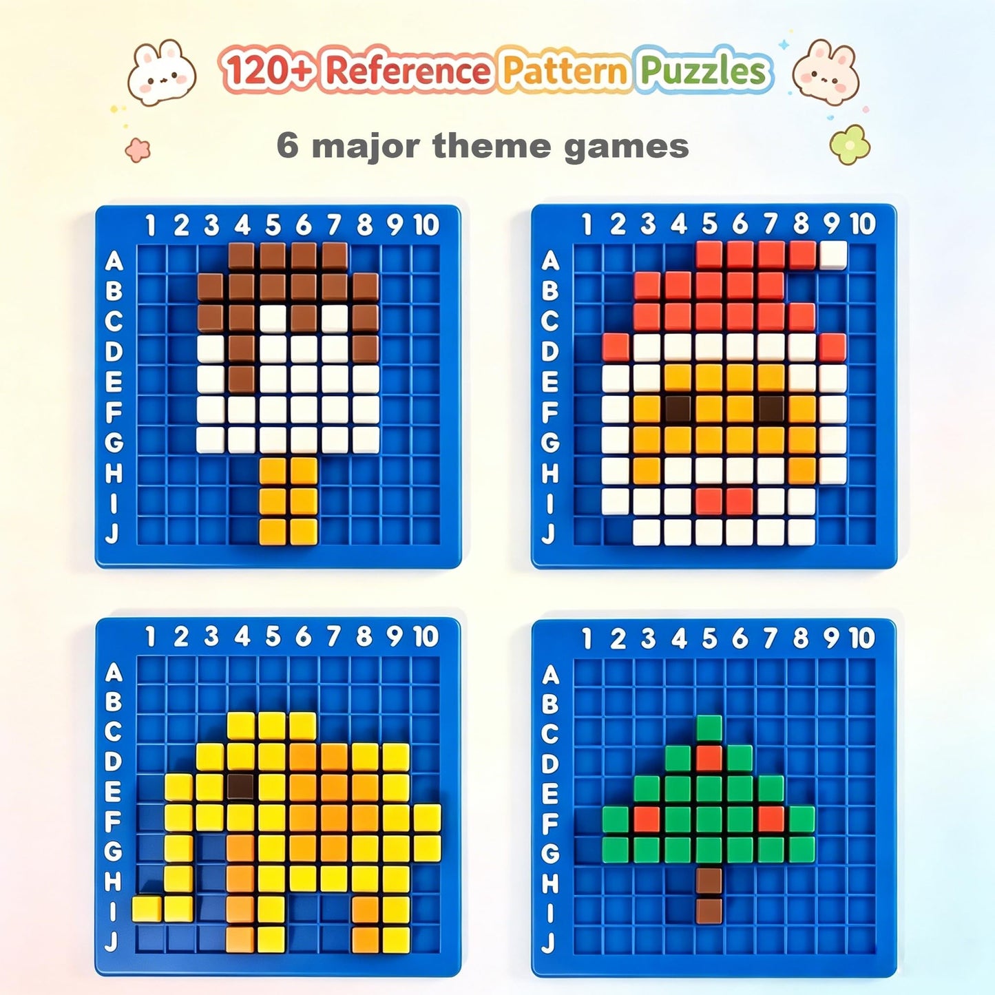EXBEPE Pixel Art Kit Creator Puzzle Building Blocks,400 Plastic Cubes with 120+ Puzzles,STEM Educational Toy for Kids,Fine Motor Skills Game,Multicolor