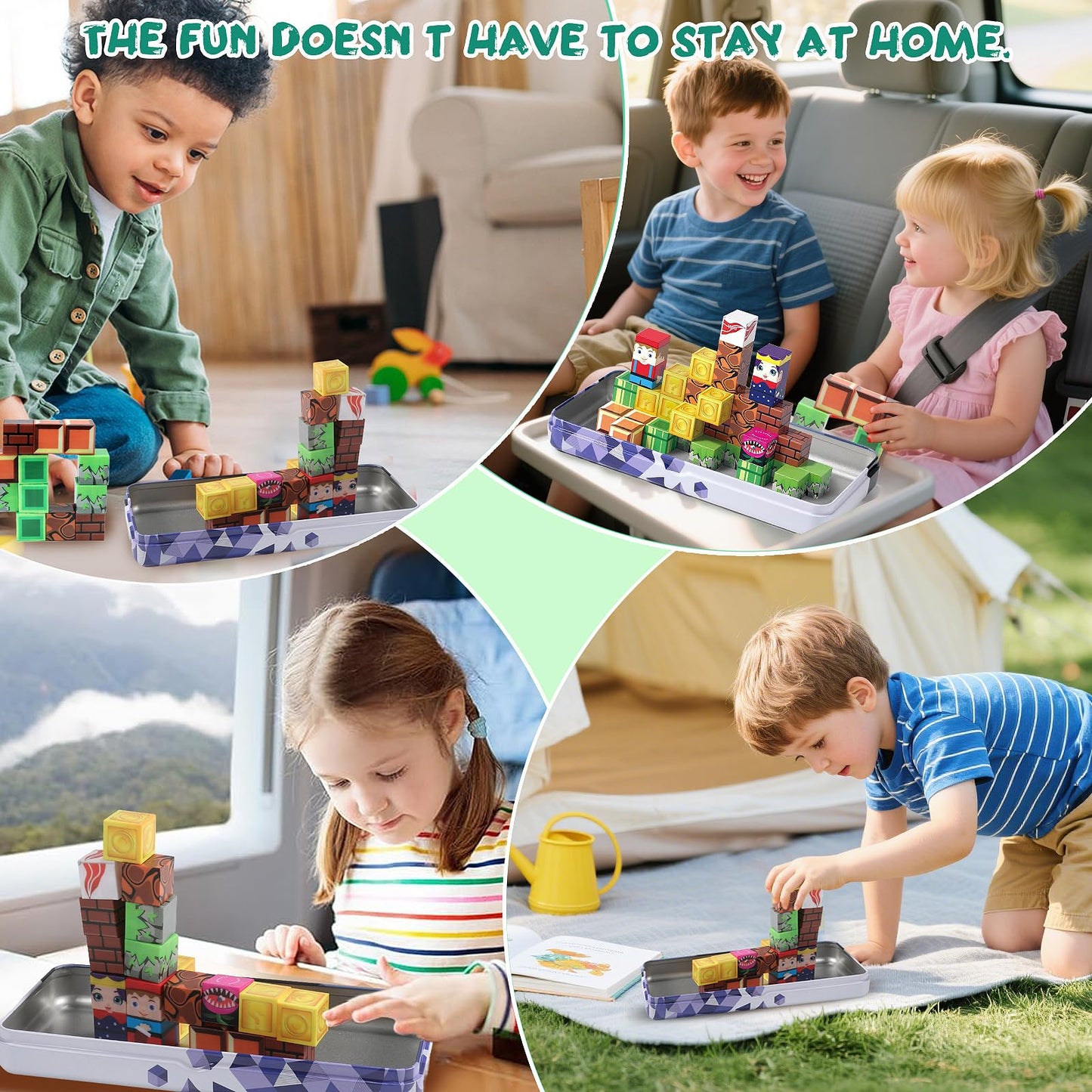 Ufilni Magnetic Travel Building Blocks for Kids – 40 PCS Educational STEM Toy Set with Compact Case for Airplane, Road Trip & Home Play for Kids Ages 3 4 5 6 7 8 Year Old Boys Girls