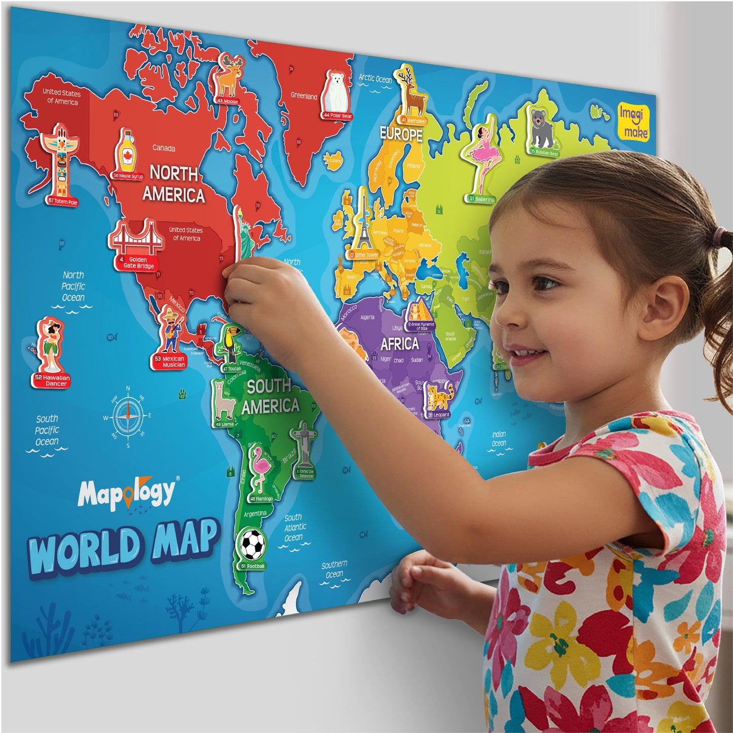 Imagimake Mapology USA Map with Reusable Stickers | 100+ Jelly Stickers | Geography Games & Learning Kids Toys Age 5-8 | Gifts for Boys & Girls Age 5,6,7,8,9,10,11,12 Years Old