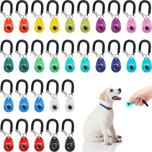 Kigeli 30 Pcs Dog Training Clicker for Pet with Wrist Strap Dog Cat Bird Clicker Puppy Training Supplies for Dogs Cats Horses Birds Behavioral Coaching Accessories (Multicolor)