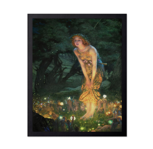 Poster Master Vintage Edward Robert Hughes Poster - Midsummer Eve Print - Fairy Art - Elves Art - Forest Creative - Neoclassical Showcase - Aesthetic Exhibit - Living Room or Bedroom Decor - 8x10 UNFRAMED Wall Display