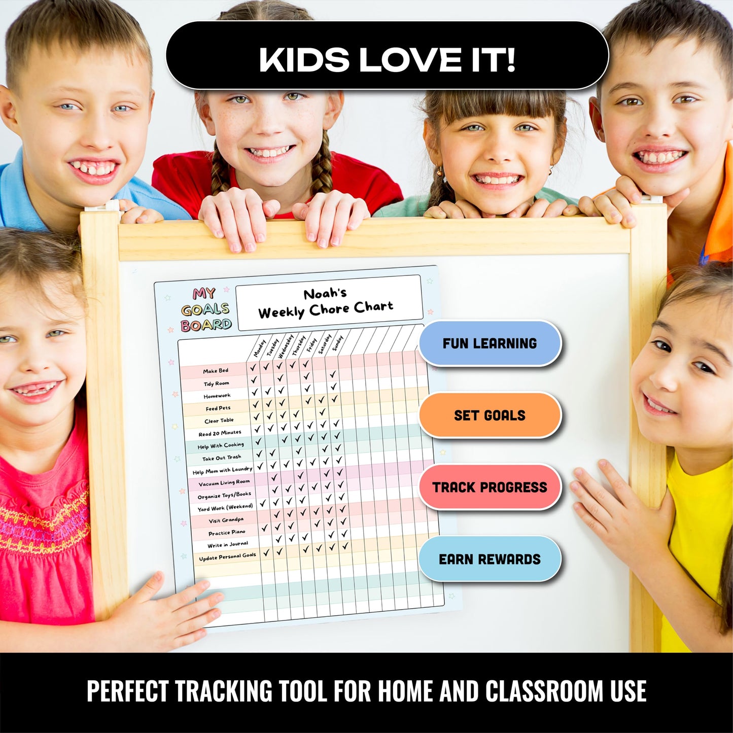 Magnetic Dry Erase Incentive Chart Board | Reward and Task Tracker for Kids and Adults | Behavior and Goal Organizer for Home, Classroom, and Teachers - 10" x 13" with Markers