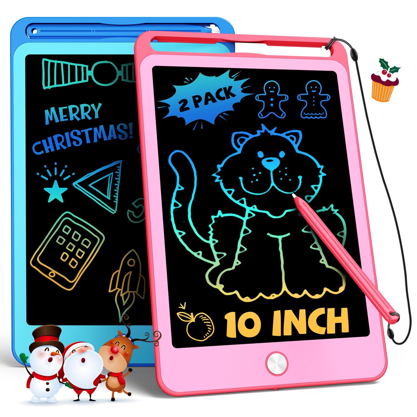 TEKFUN 2 Pack LCD Writing Tablet for Kids, 8.5 Inch Blue+Pink Doodle Board Drawing Board Drawing Tablet with Lanyard, Educational Kids Easter Christmas Toys Birthday Gift for Boys Girls 3-12 Years Old