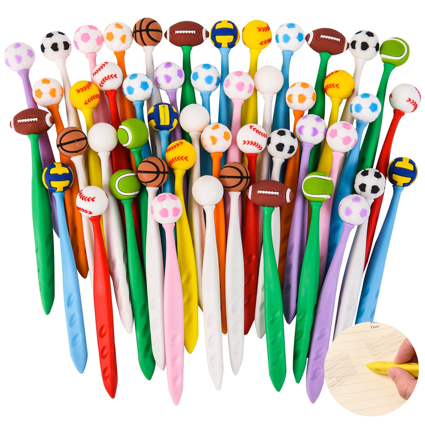 48 Pcs Cute Sport Bobblehead Eraser for Pencils Kawaii Erasers Cute Fun Cartoon Erasers Supplies Birthday Classroom Gifts