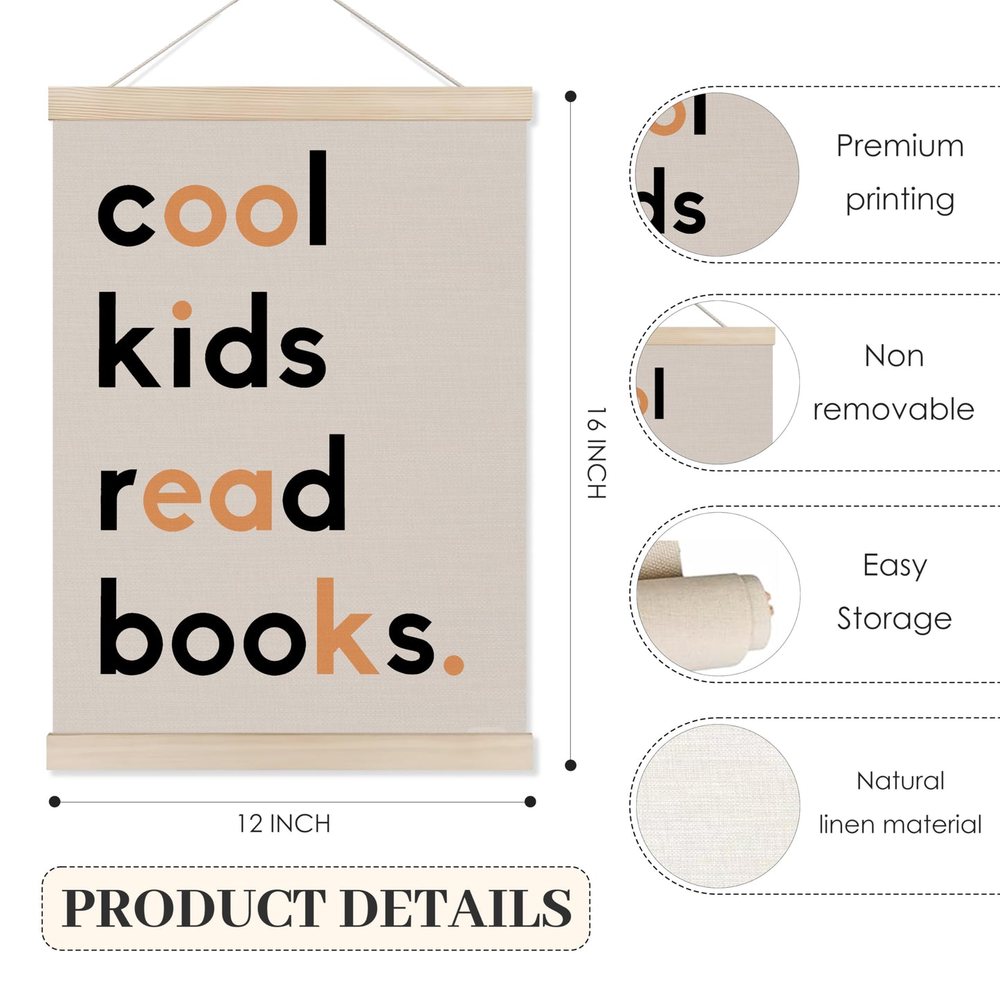 Koesus Trendy Leopard Read Book Wall Art Poster Hanger Frame 12x16 Inch Set of 2, Cool Kids Read Books Canvas Pictures Prints Framed Wall Decor for Library Reading Nook Corner Kids Room Classroom