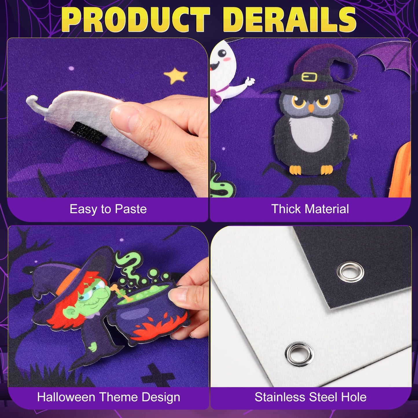 MiniInflat Halloween Felt Board 3.4FT 35 Pcs Happy Halloween Felt Story Board Haunted House DIY Craft Project Scary Pumpkin Ghost Storytelling Hanging Ornament for Trick or Treat Gift (35, House)