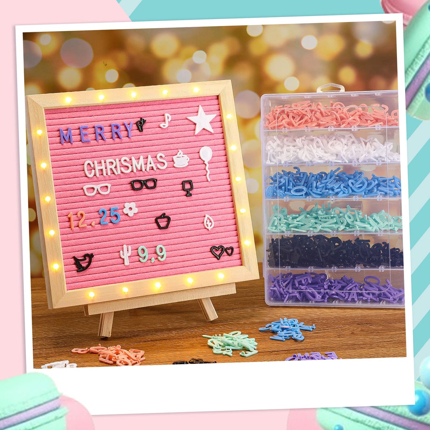 Yexiya 1035 Pcs Board Letters with Organizer Case Set Include 3/4'' Multicolor Plastic Pre Cut Characters Cursive for Felt Message Board Letters Numbers Symbols