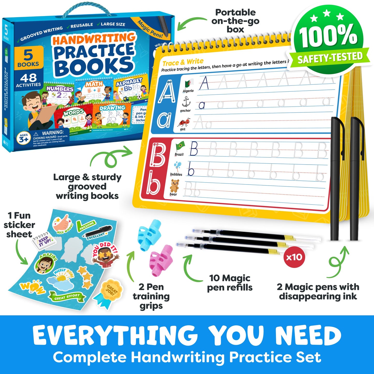 Magic Grooved Writing Practice for Kids - Grooved Writing Books for Kids 3-5, Kindergarten Workbooks Handwriting Practice for Kids 5-7 - Preschool Workbook, Magic Book