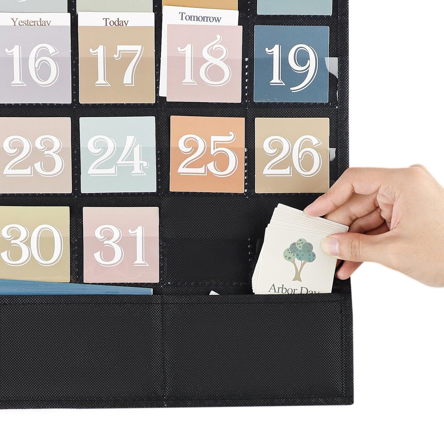 Godery Boho Calendar Pocket Chart for Classroom Cards Add-On School Supplies Teacher Decorations Bulletin Board Pre-K To 6th Grade, Black-1