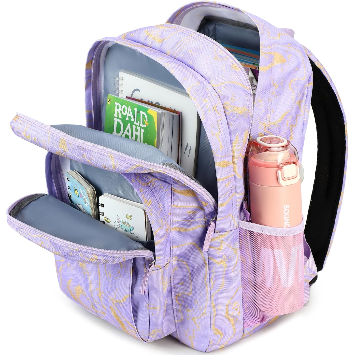abshoo Classical Basic Marble Womens School Backpack For College Teen Girls Water Resistant Bookbag (Marble Purple)