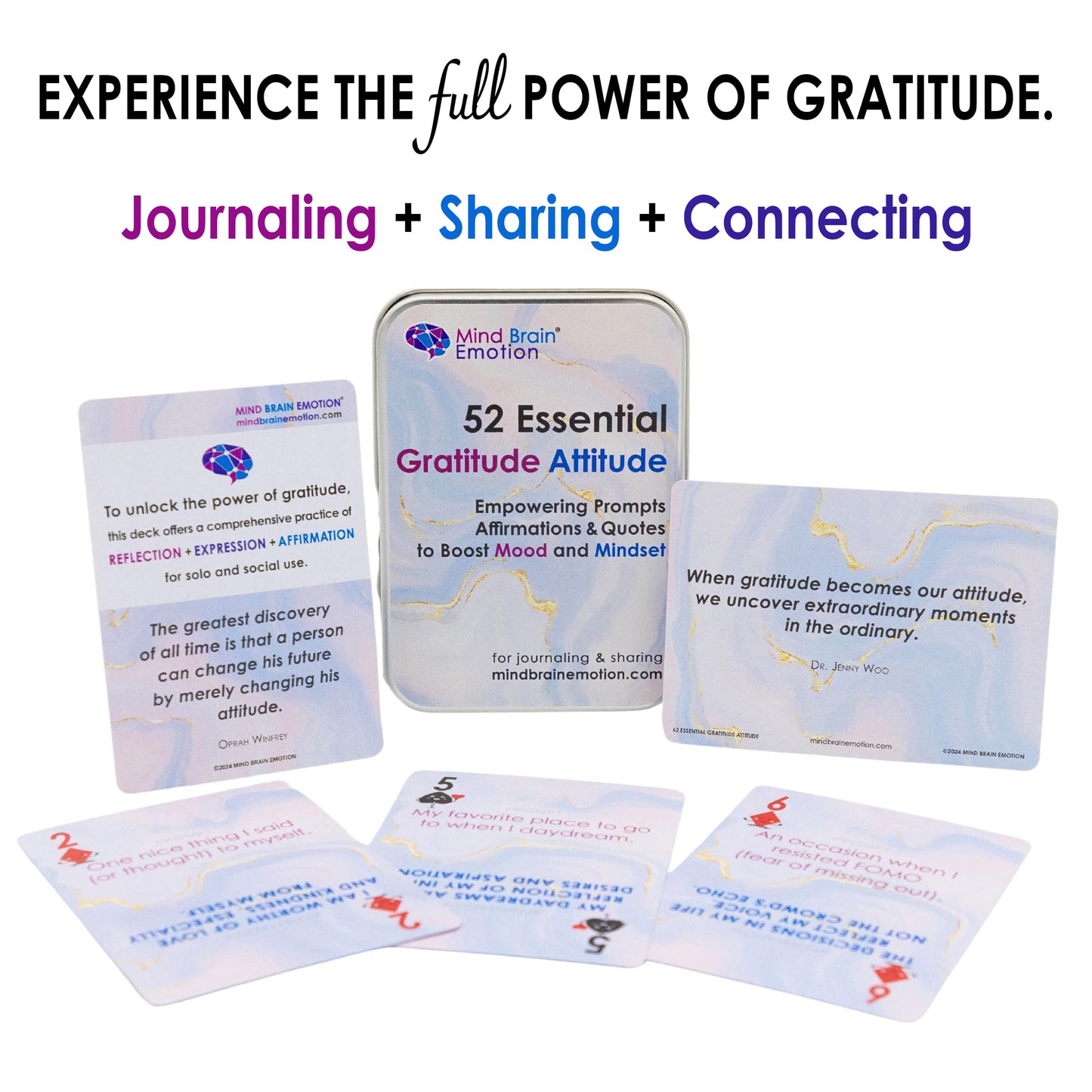 Mind Brain Emotion 52 Essential Gratitude Attitude: Journal & Conversation Cards to Boost Mood & Mindset - Empowering Prompts, Self-Help Affirmations, and Insightful Quotes - for Kids & Adults