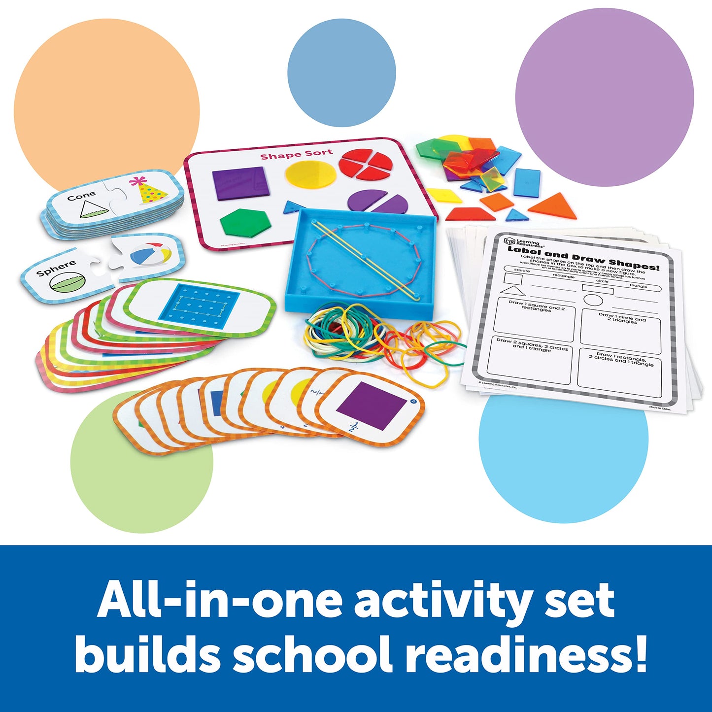 Learning Resources Skill Builders First Grade Geometry - Geometry Set for Students, First Grade Math Manipulatives, Hands On Learning Activities, Homeschool and Classroom Math Teaching Tools
