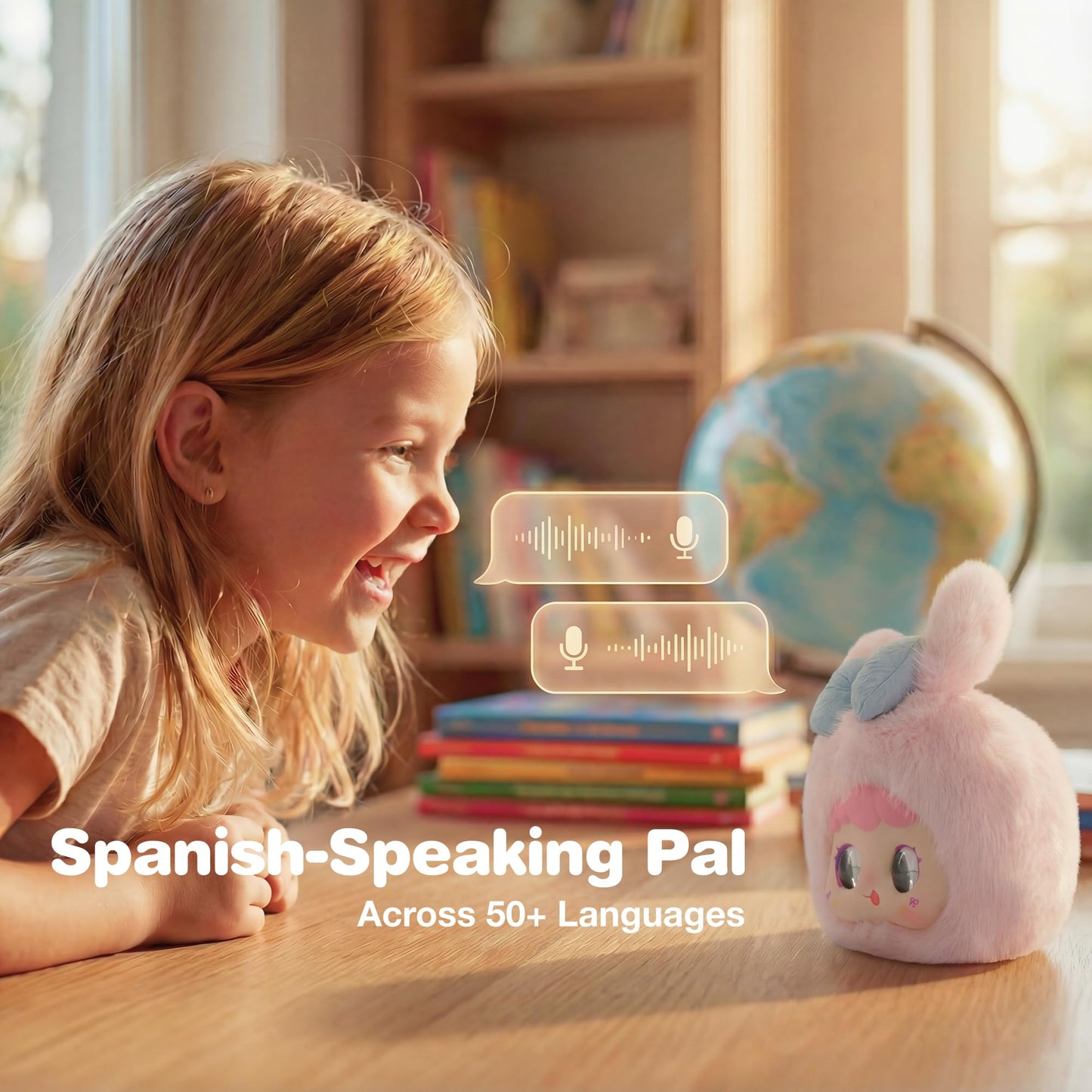 ZAIROM Interactive AI Smart Plush Toy - Soft Talking Companion, Emotional Eyes, Screen-Free Multilingual Learning, Bedtime Storyteller, White Noise, Parental Control App, Gift for Kids 3+, Rabbit