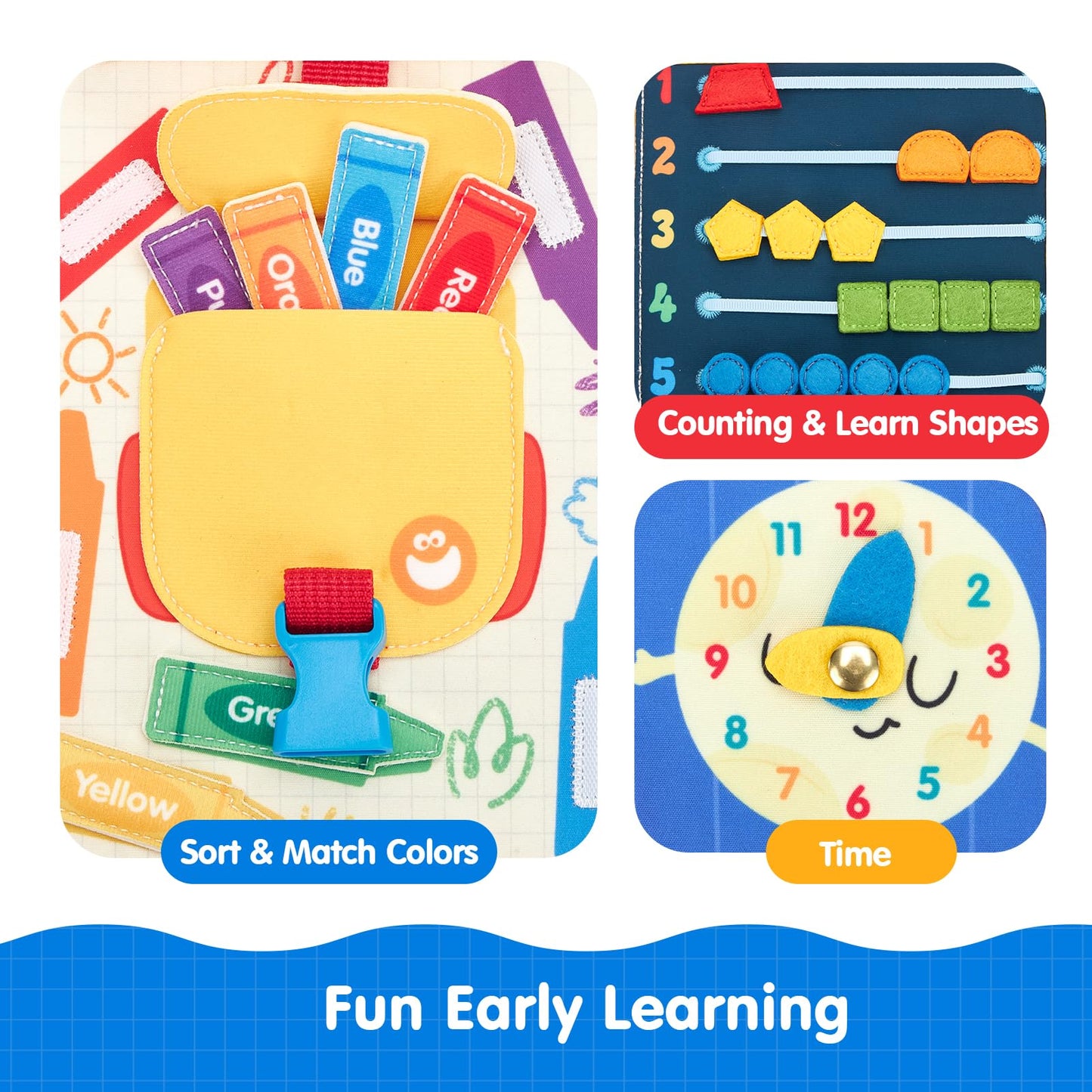 hahaland Busy Book Preschool Learning Activities - First Day of School Gifts Activity Books for Toddlers 1-4, Montessori Toys 2 Year Old Boy Girl Birthday Gift Preschool Must Haves Busy Board Ages 2-4