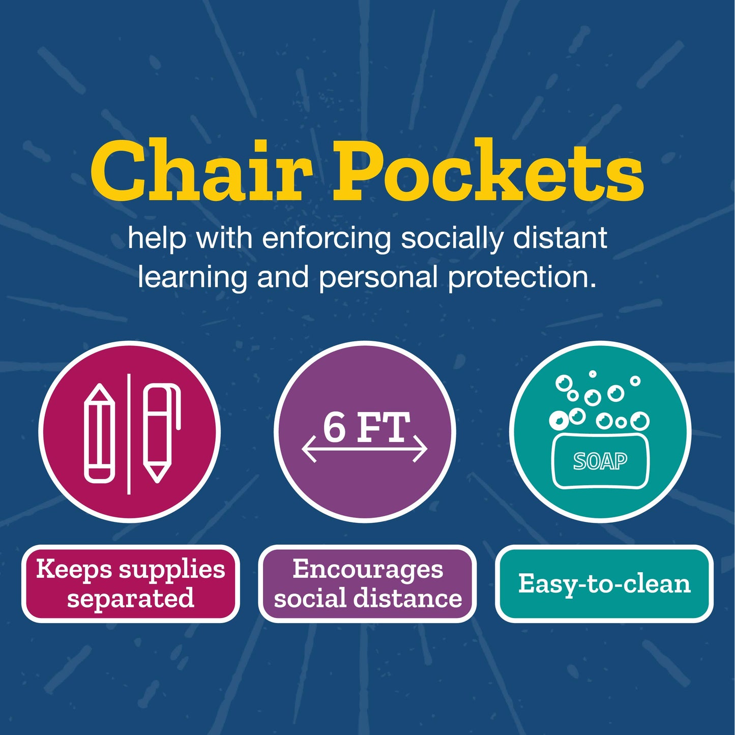 Store More Dual Storage Deep-Pocket Chair Pockets – 6 Pack – Blue/Mint