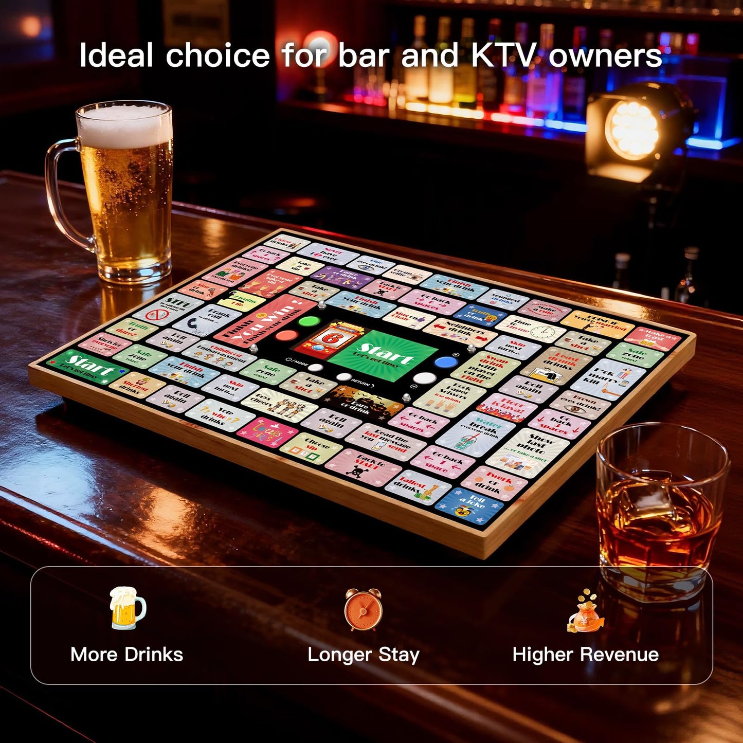 Electronic Drinking Games for Adults, Automatic Board Game for Adults Party with Screen & Music, 2–4 Players Interactive Bar & Party Drinking Board Games, Age 21+