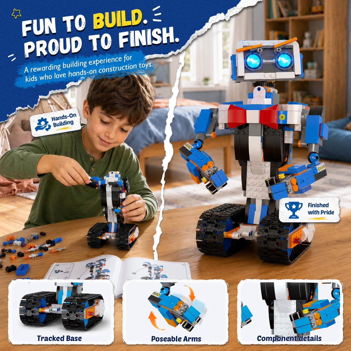 okk Robot Building Toys for Boys, STEM Projects for Kids Ages 6-12, Remote & APP Controlled Engineering Learning Educational Coding DIY Building Kit Rechargeable Robot Toy Gifts for Girls