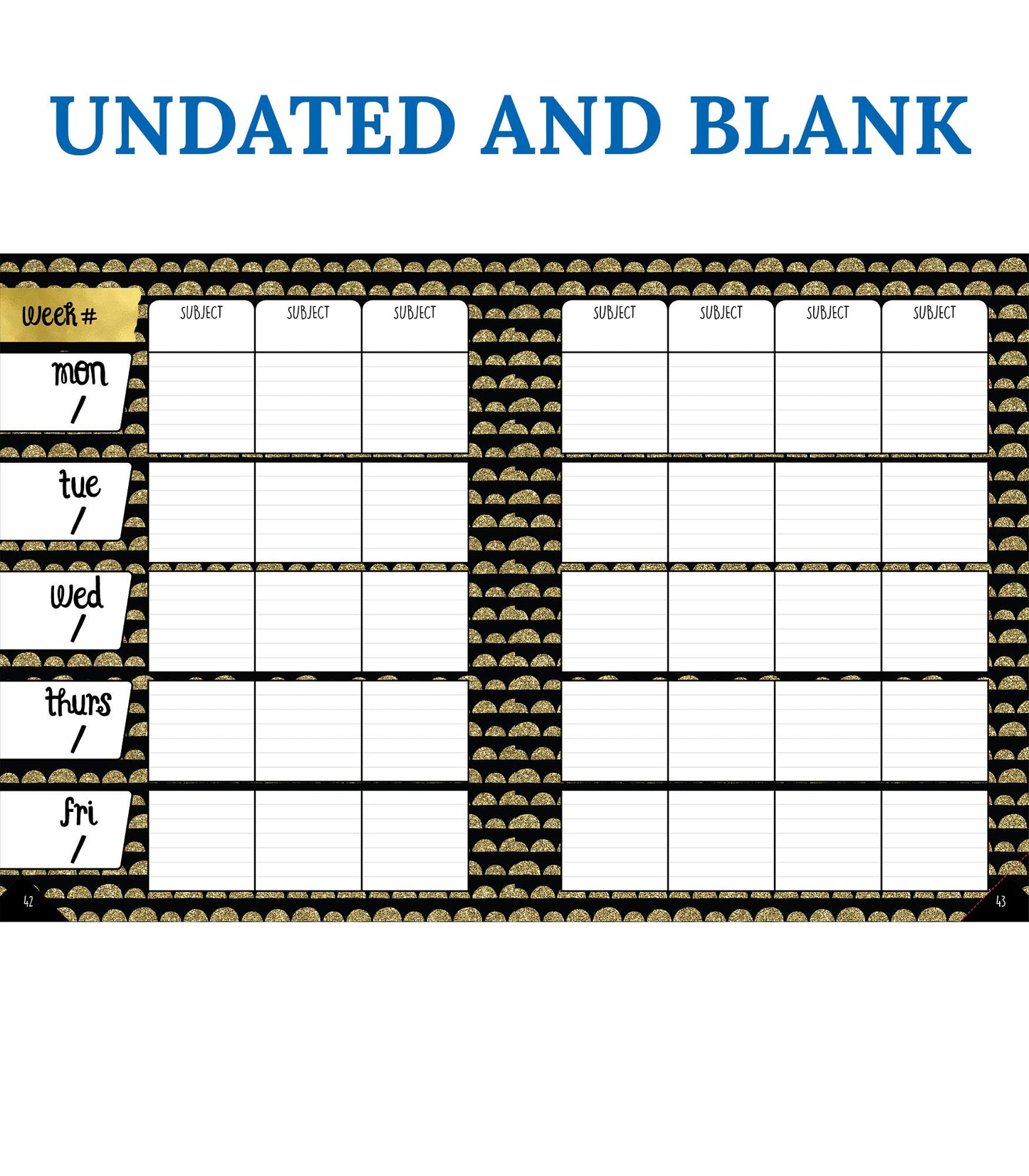 Carson Dellosa Sparkle and Shine Teacher Planner, 8" x 11" Black and Gold Spiral Bound Lesson Plan Book With Stickers, Checklist, Notes, School Supplies for Classroom Organization