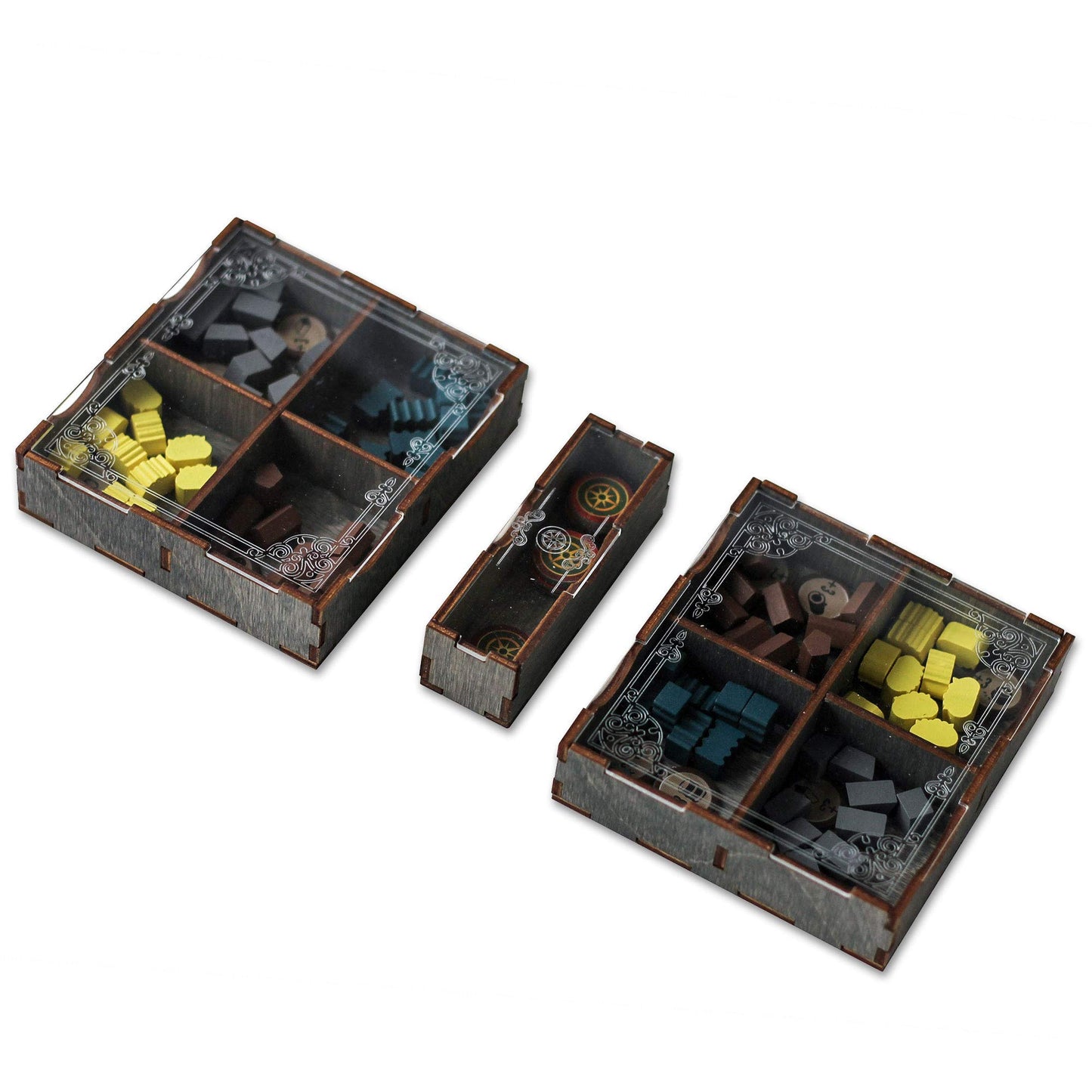 Smonex Wooden Organizer Compatible with Scythe Board Game - Box Suitable for Storage Scythe Base Game, Invaders from Afar Expansion and Promo Packs - Kit Token Box Card Insert