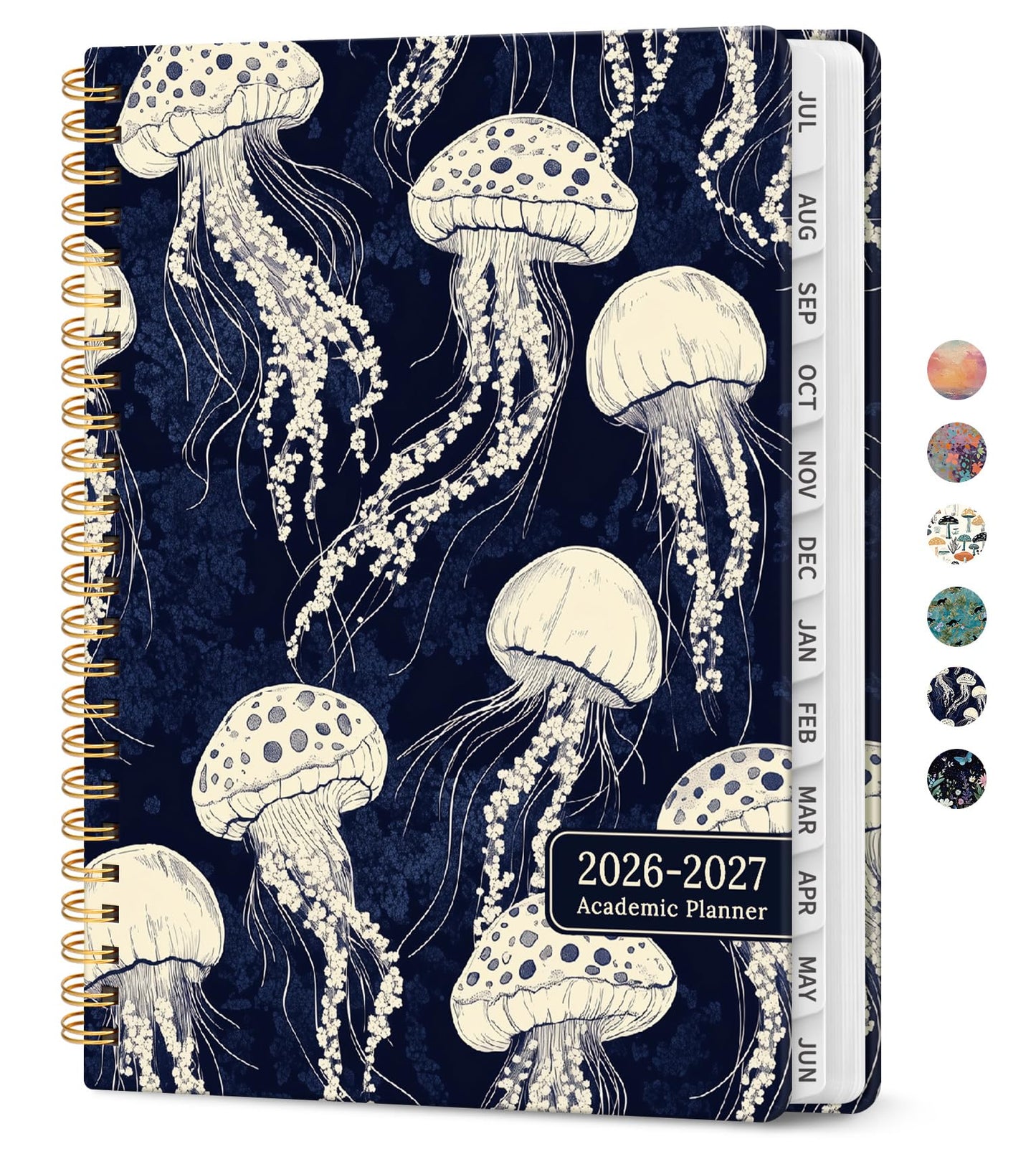Planner 2026-2027, Academic Year Weekly and Monthly Calender Planner, from Jul 2026 - Jun 2027, Spiral Bound School Planning Book, Perfect for Teacher, Student, Women & Men, A4 (8.5" x 11"), Midnight Jellyfish