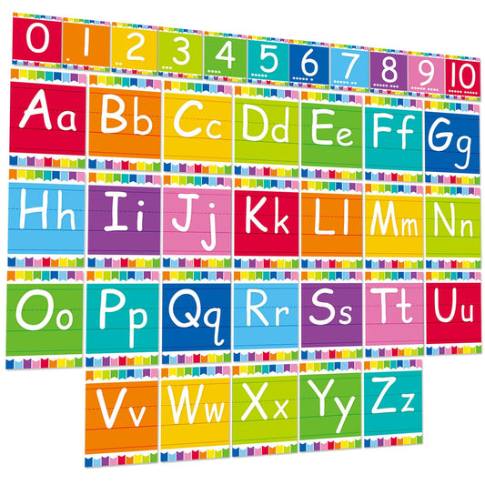 Adduster Bulletin Board Alphabet - ABC Alphabet Poster Classroom Decorating Set Preschool English Poster Kindergarten Elementary Classroom Wall Decor Daycare Homeschool Supplies (Colorful)