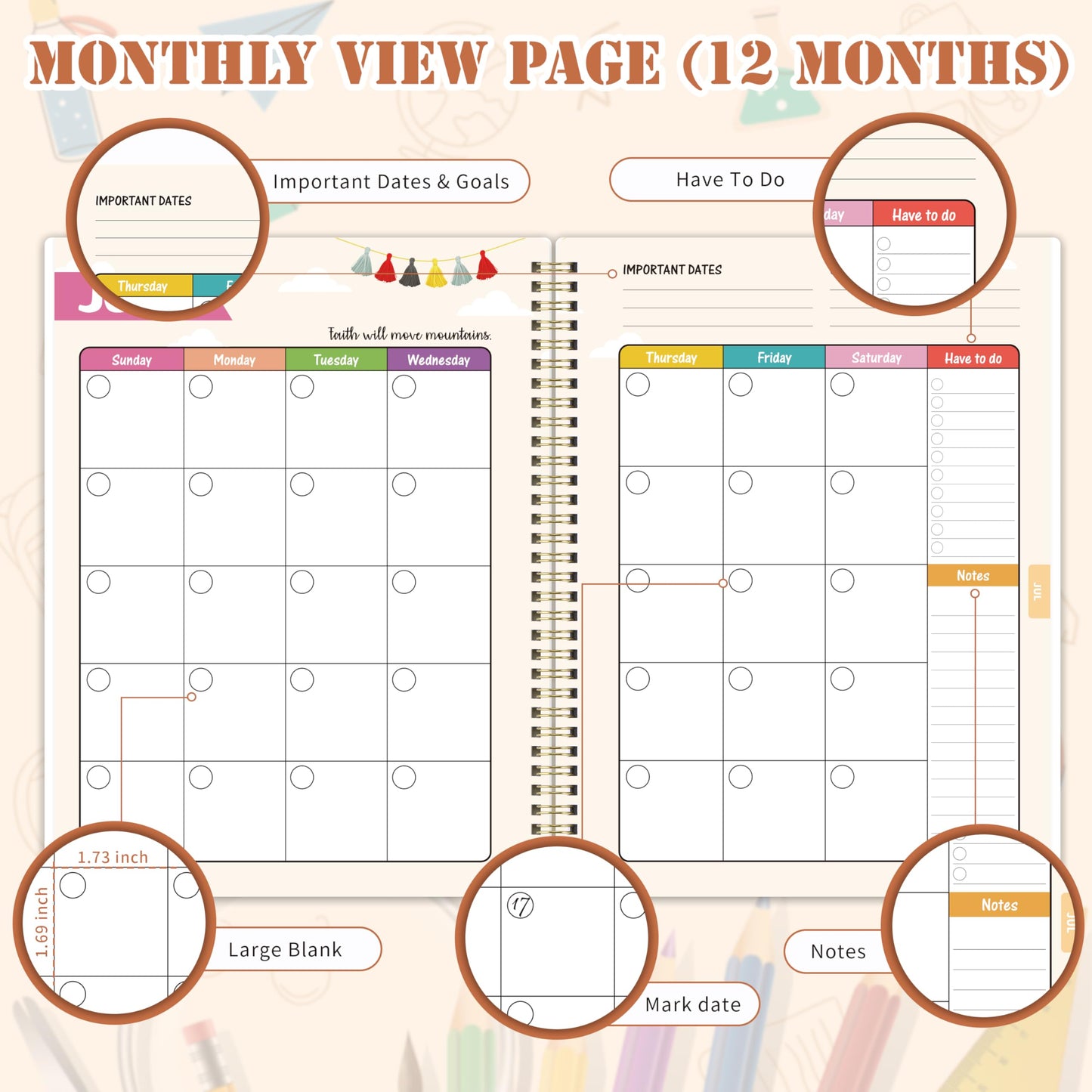 Teacher Planner - Undated Teacher Planner 9''x11'', Undated 2026-2027 Teachers Lesson Planners/Plan Book/Calendar Planners with Stickers, Schedules, Calendars and Inner Pockets