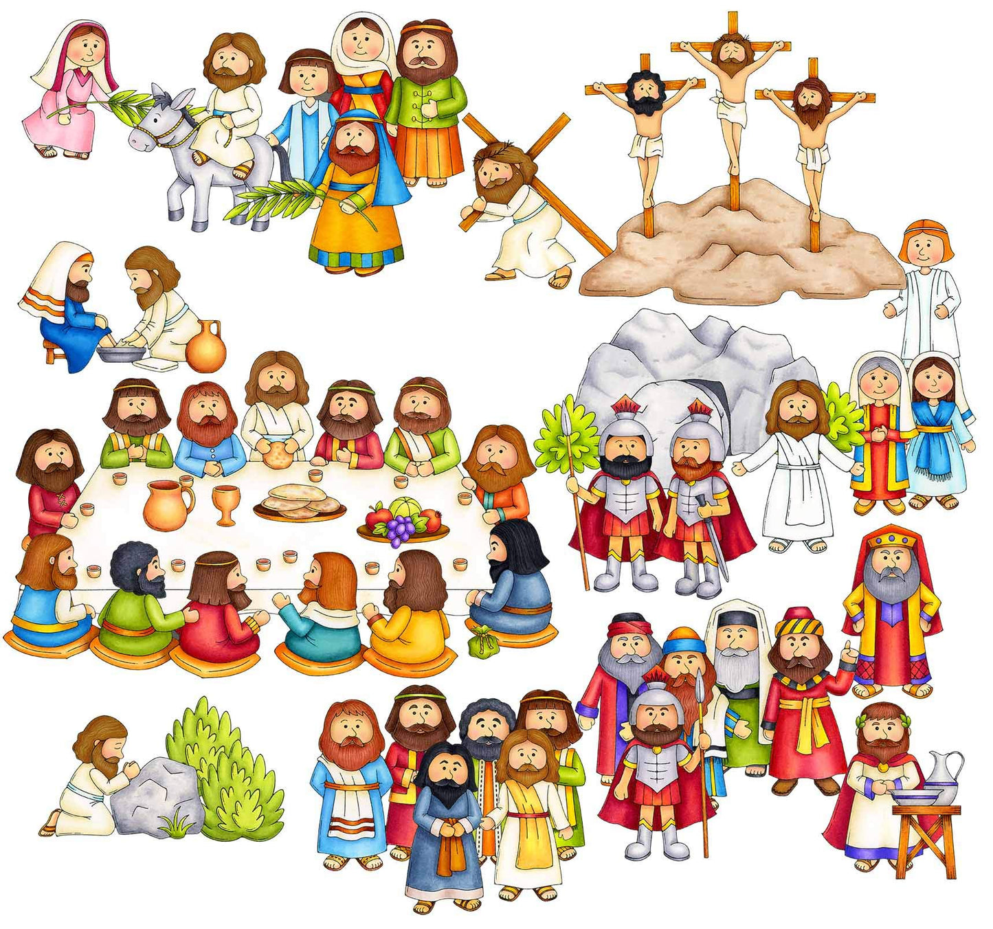 Easter Deluxe Felt Set Bible Flannel Board Stories 42 Pieces +Lesson + Activity Pages Story Jesus He Has Risen Made in the USA of Domestic Felt and Imported Ink Crucifixion Resurrection Last Supper