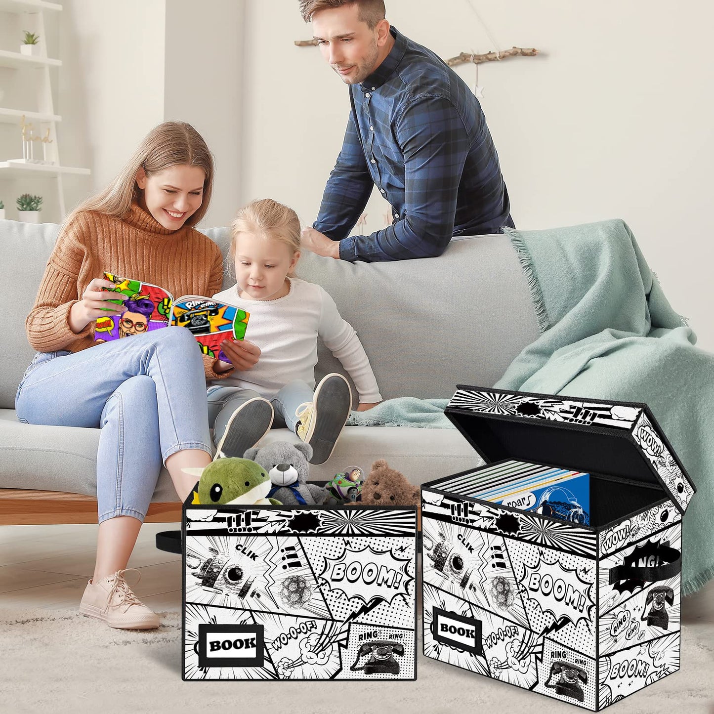 YNSZAS 10 Pack Collection Comic Book Storage Boxes, Protector Organizer 15.8" X 7.8" X 11.8" Collapsible Short Box Holds 160-180 Comic Book Heavy Duty Bin Container Holder Shelf