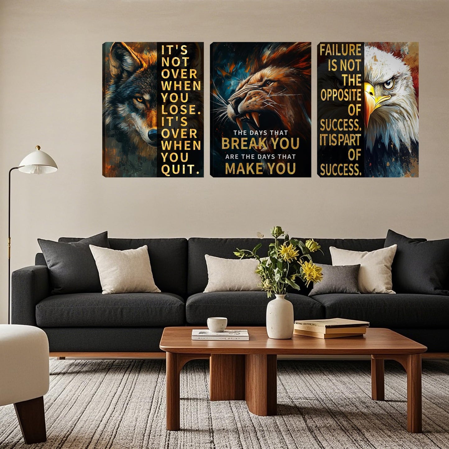 3 Panel Print Canvas Wall Art Motivational Office Wall Decor Painting Inspirational Posters Modern Inspiring Artwork for Home Living Room Bedroom Wall Decor Office Wall Art Ready to Hang - 36"Wx 16"H