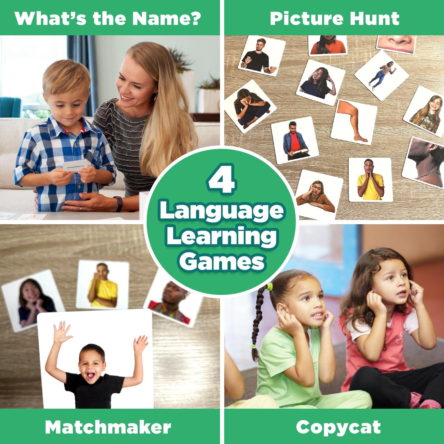 ThinkPsych Real People Flashcards - 150 Body Parts, Emotions, and Verbs - Realistic Picture Cards for Speech Therapy Materials & Autism Learning Materials - Body Parts for Toddlers