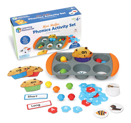 Learning Resources Mini Muffin Phonics Activity Set, Preschool Toys, Preschool Learning Activities, Play Food, Kindergarten Toys, Ages 4+,70 Pieces